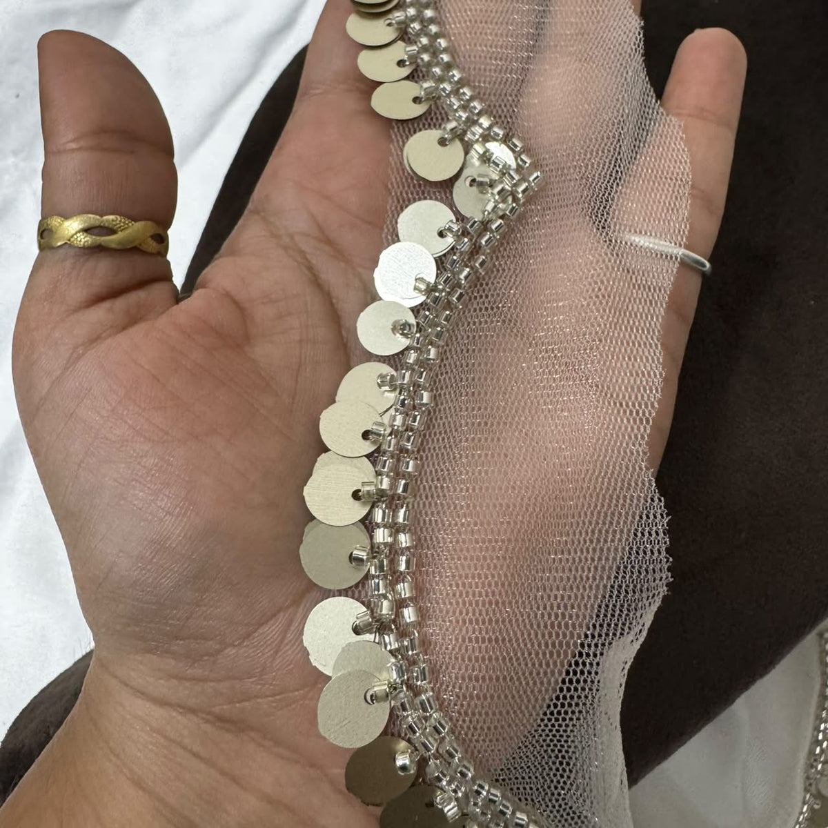 Designer Sequin Embellished Net Lace Border