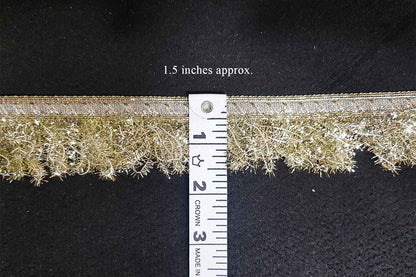 Water Golden Tassel Fringes Kiran Crush Frill Dupatta Bridal Border lace