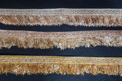 Water Golden Tassel Fringes Kiran Crush Frill Dupatta Bridal Border lace