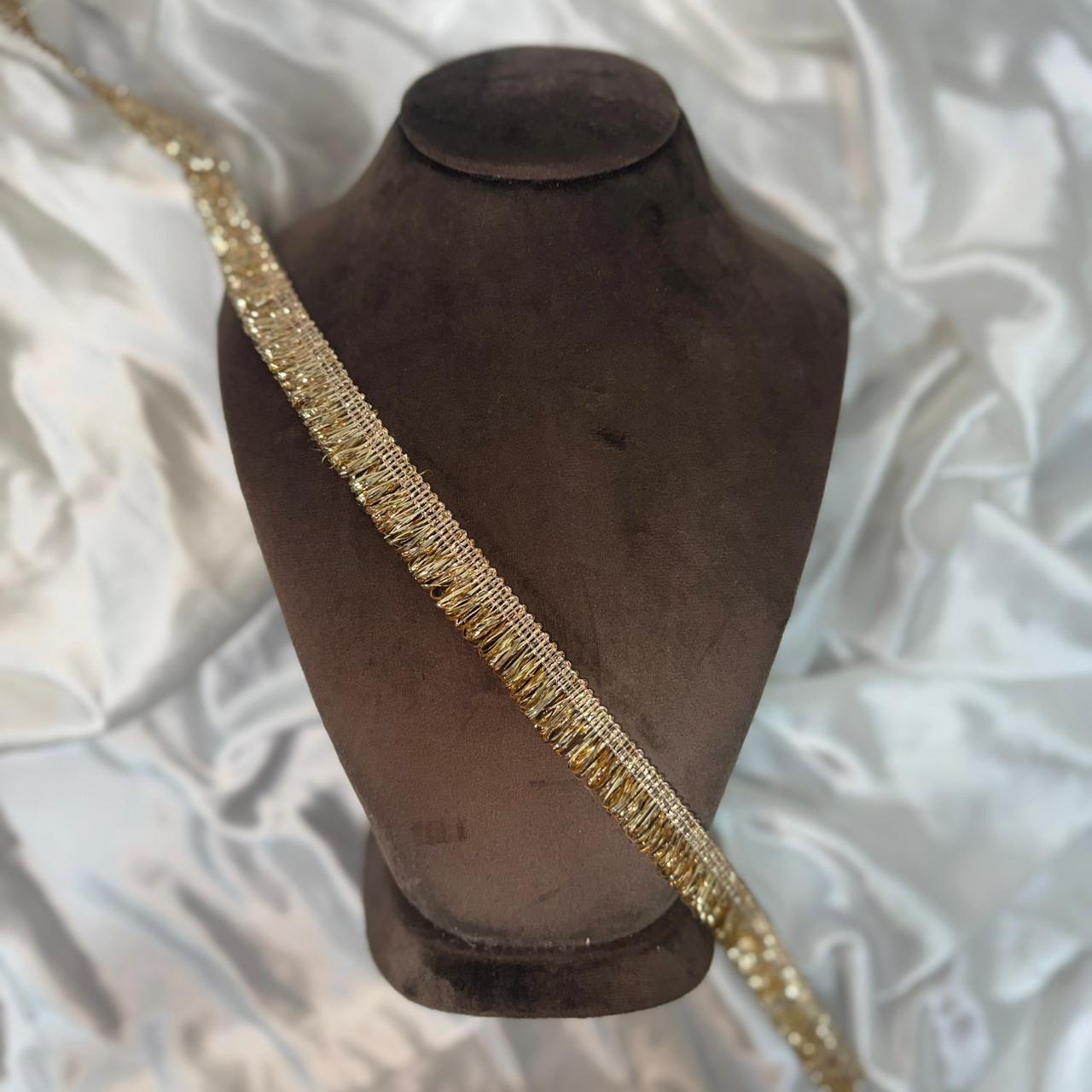 Golden color Badla work Fringes work Lace