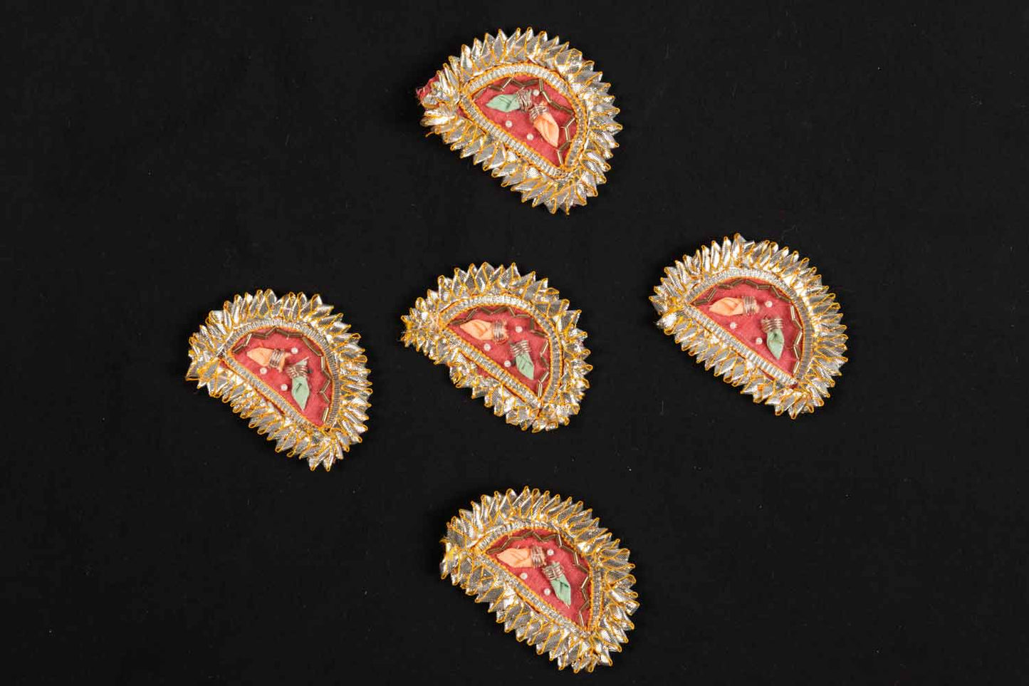 Gaajri Color D shape Gota Patti Patch Pack of 5 Pieces