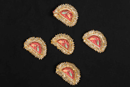 Gaajri Color D shape Gota Patti Patch Pack of 5 Pieces