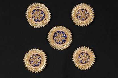 Blue color Round Shape Gota Patti Patch 5 pieces