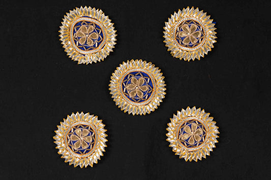 Blue color Round Shape Gota Patti Patch 5 pieces