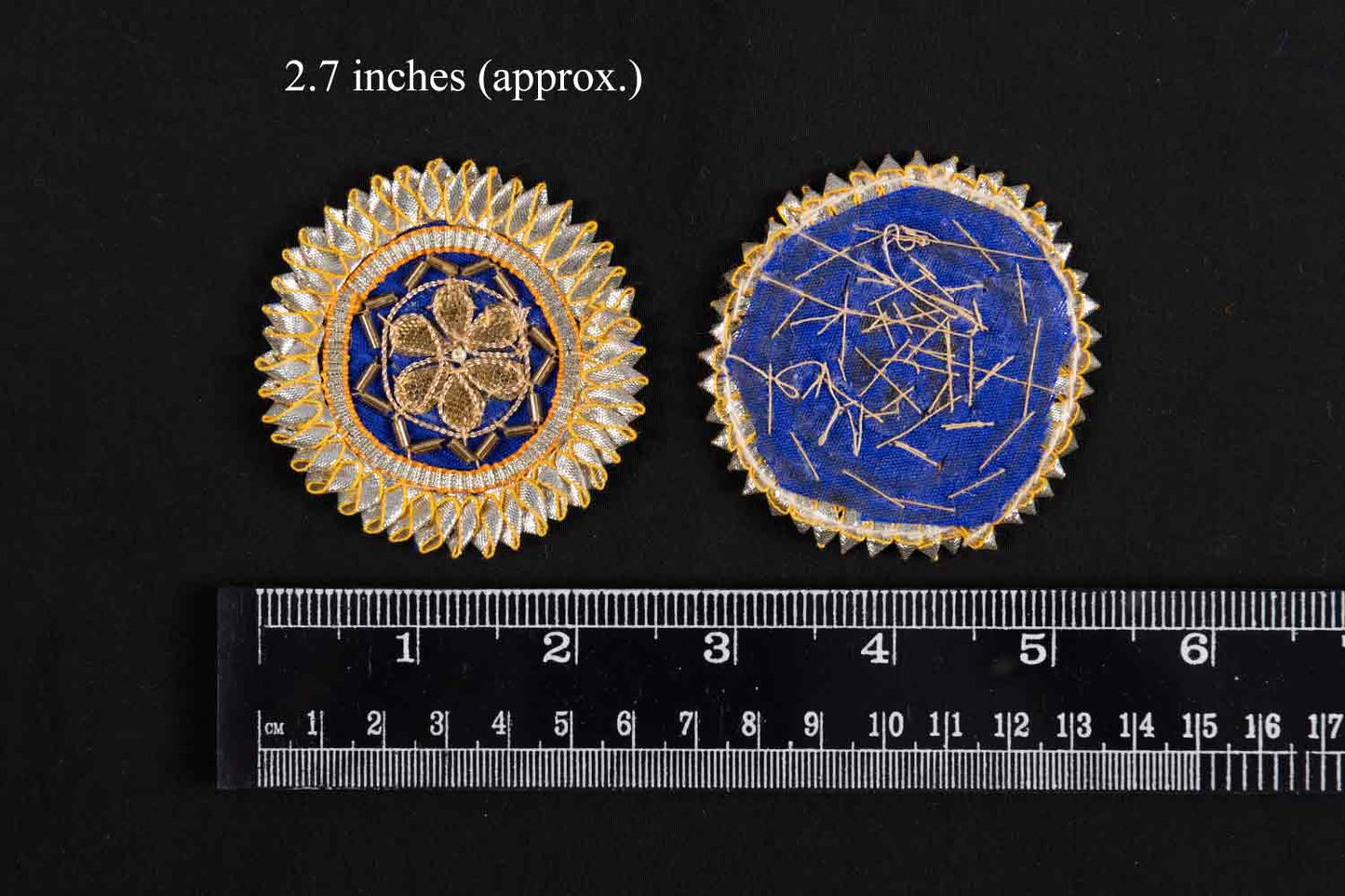 Blue color Round Shape Gota Patti Patch 5 pieces