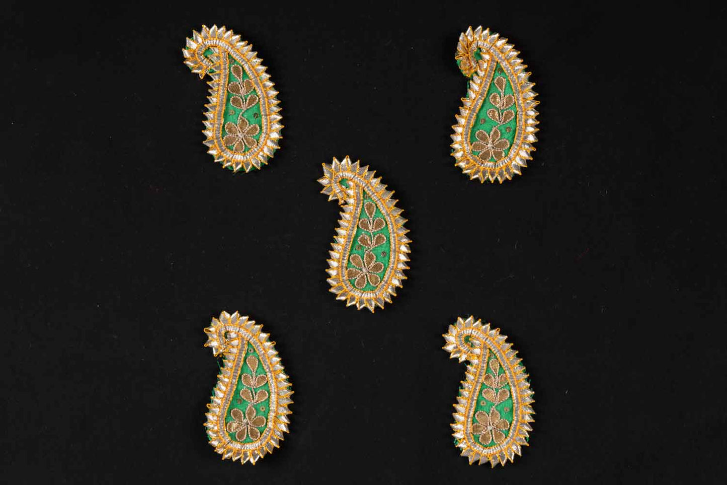 Green color Ambi Shape Gota Patti Patch 5 Pieces