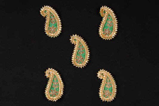Green color Ambi Shape Gota Patti Patch 5 Pieces