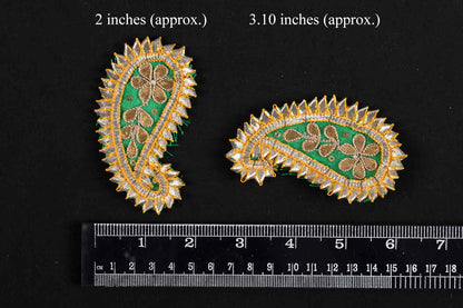 Green color Ambi Shape Gota Patti Patch 5 Pieces