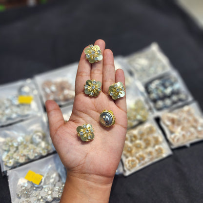 Handcrafted Floral Buttons with Stone and Beads work