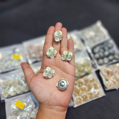 Handcrafted Floral Buttons with Stone and Beads work