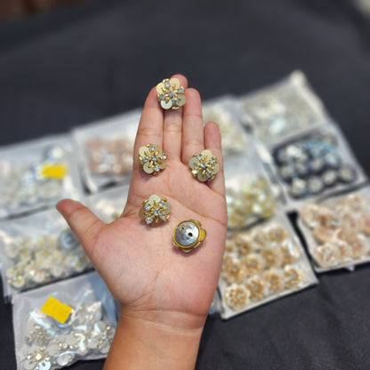 Handcrafted Floral Buttons with Stone and Beads work