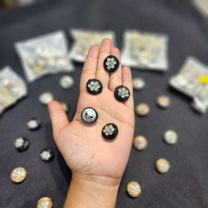 Round Shaped Handcrafted Buttons with Stonework
