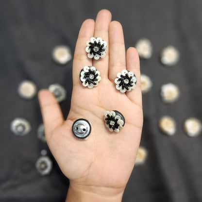 Floral Handcrafted Buttons with beads and sequin work