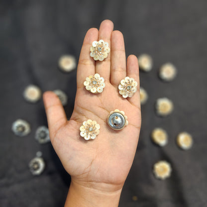 Floral Handcrafted Buttons with beads and sequin work