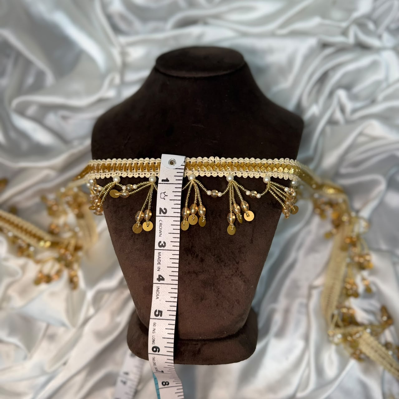 Gold Pearl & Sequin Tassel Lace Border