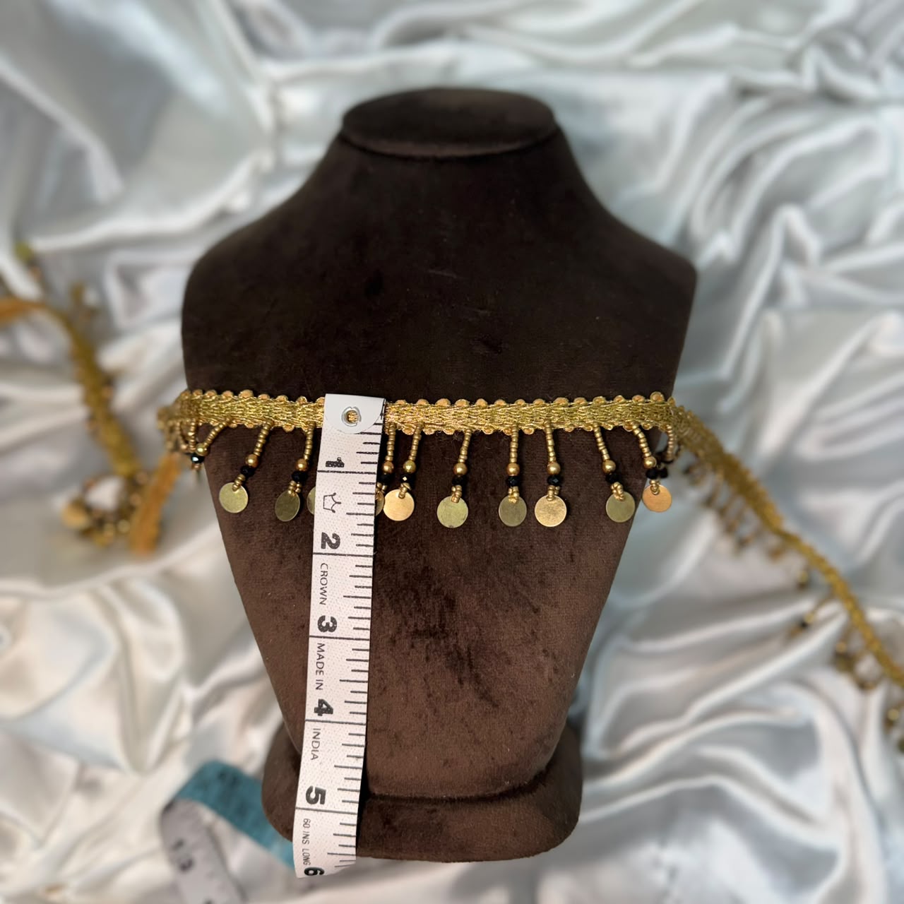 Decorative Gold Coin & Bead Tassel Lace