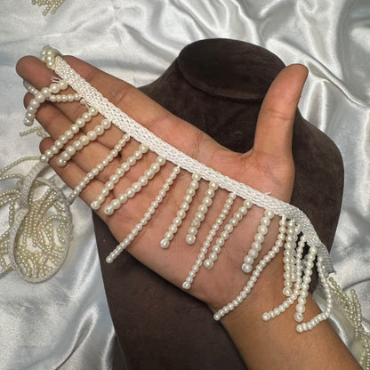 Stylish Golden Fringe Jhalar with Hanging Beads