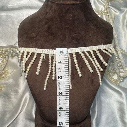 Stylish Golden Fringe Jhalar with Hanging Beads