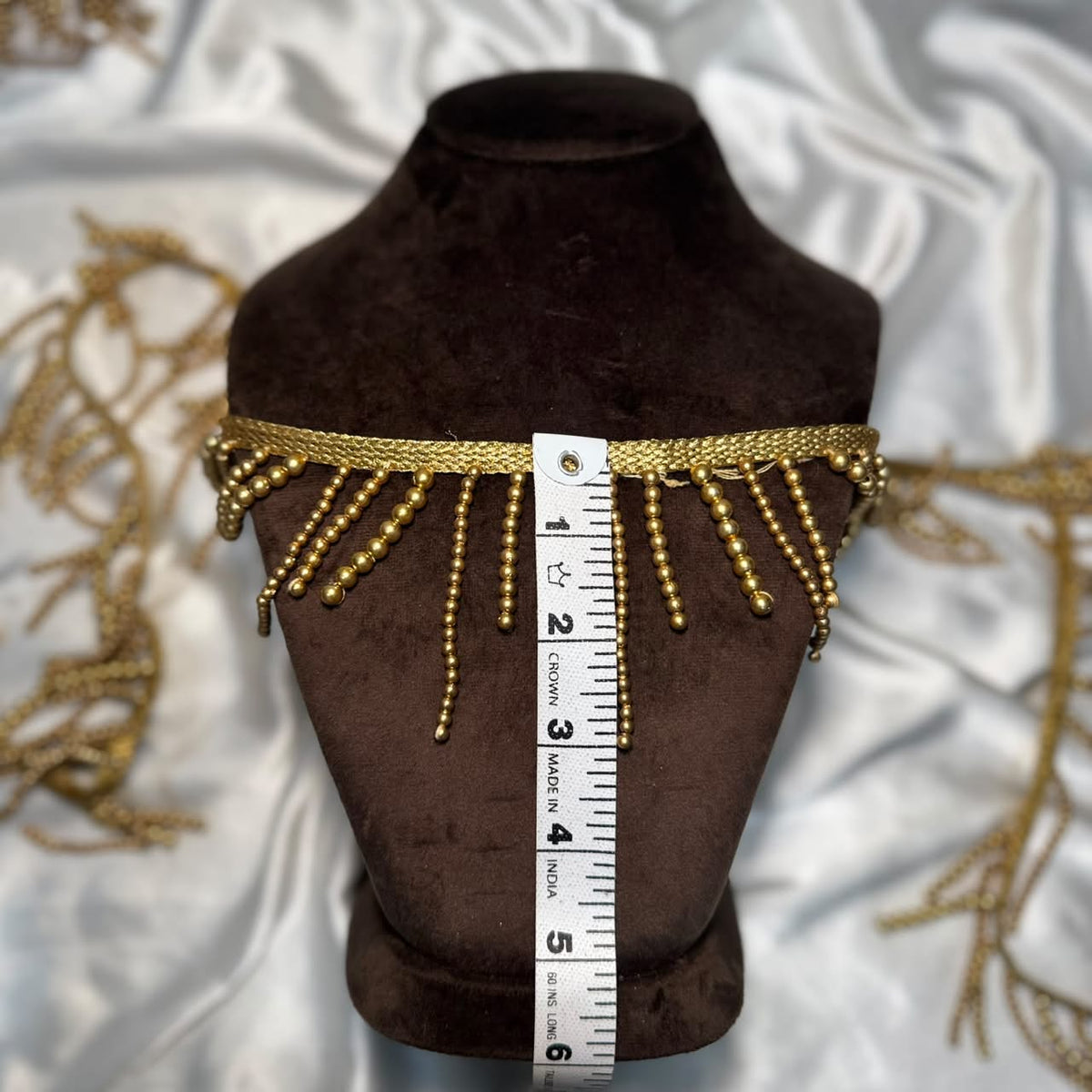 Stylish Golden Fringe Jhalar with Hanging Beads