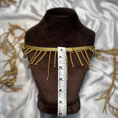 Stylish Golden Fringe Jhalar with Hanging Beads