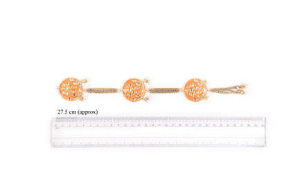 Orange Color Kundan Work Kurta Patti Button in Round Shape