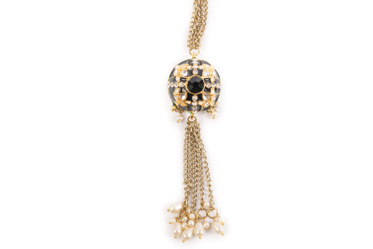 Black Stone and Kundan Work Kurta Patti Button