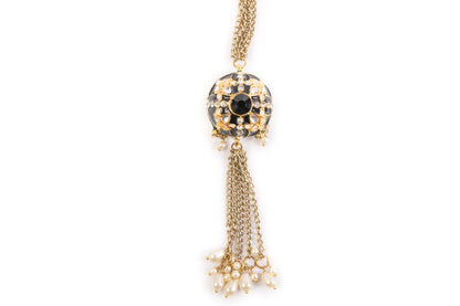Black Stone and Kundan Work Kurta Patti Button