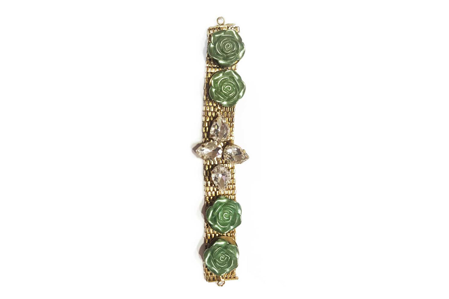 Green Golden Flower Design Metal Kurta Patti Buttons