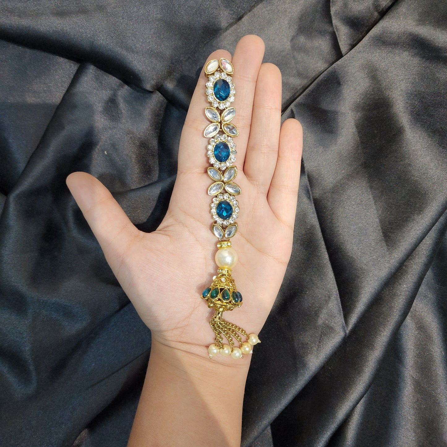 Blue color Stonework Kurta Patti Buttons