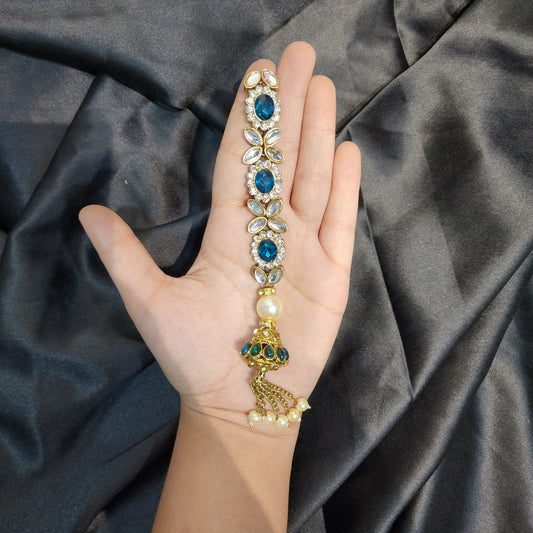 Blue color Stonework Kurta Patti Buttons