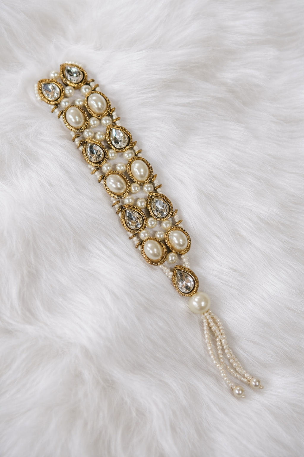 Golden color Pearl work Kurta Patti Button