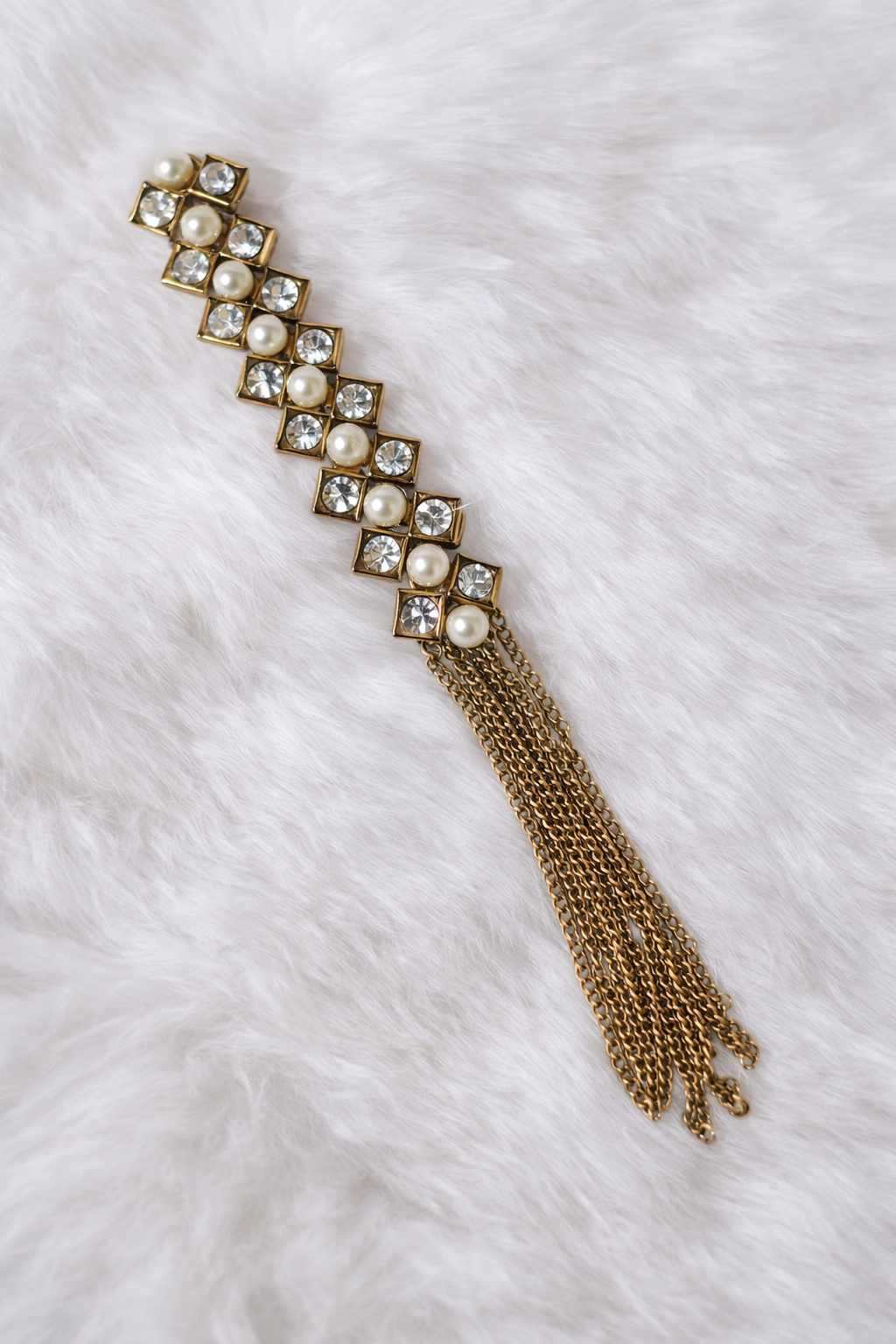 Golden color Stonework Kurta Patti Button with chain 1 Piece