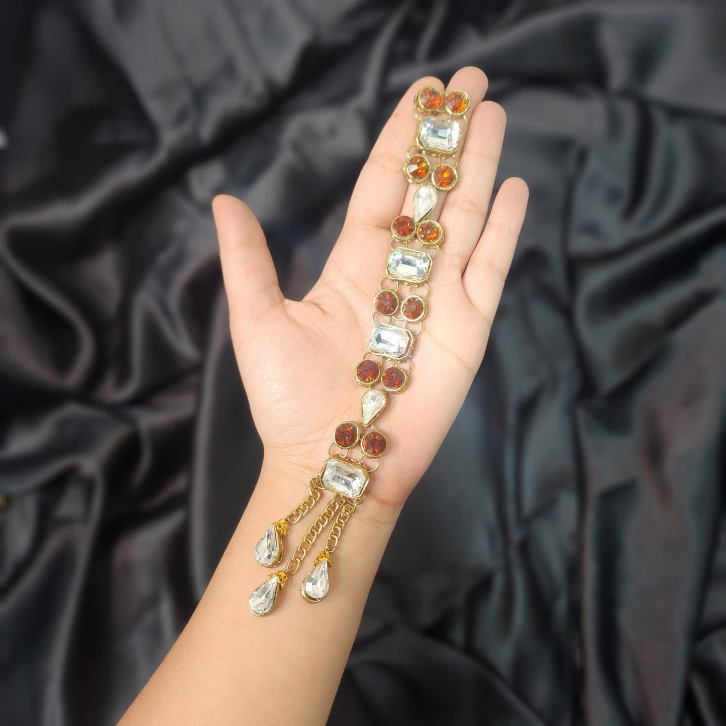 Fancy Kurta Patti Stonework Buttons with chain