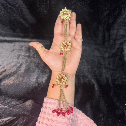 Kundan Work Floral Design Kurta Patti Buttons