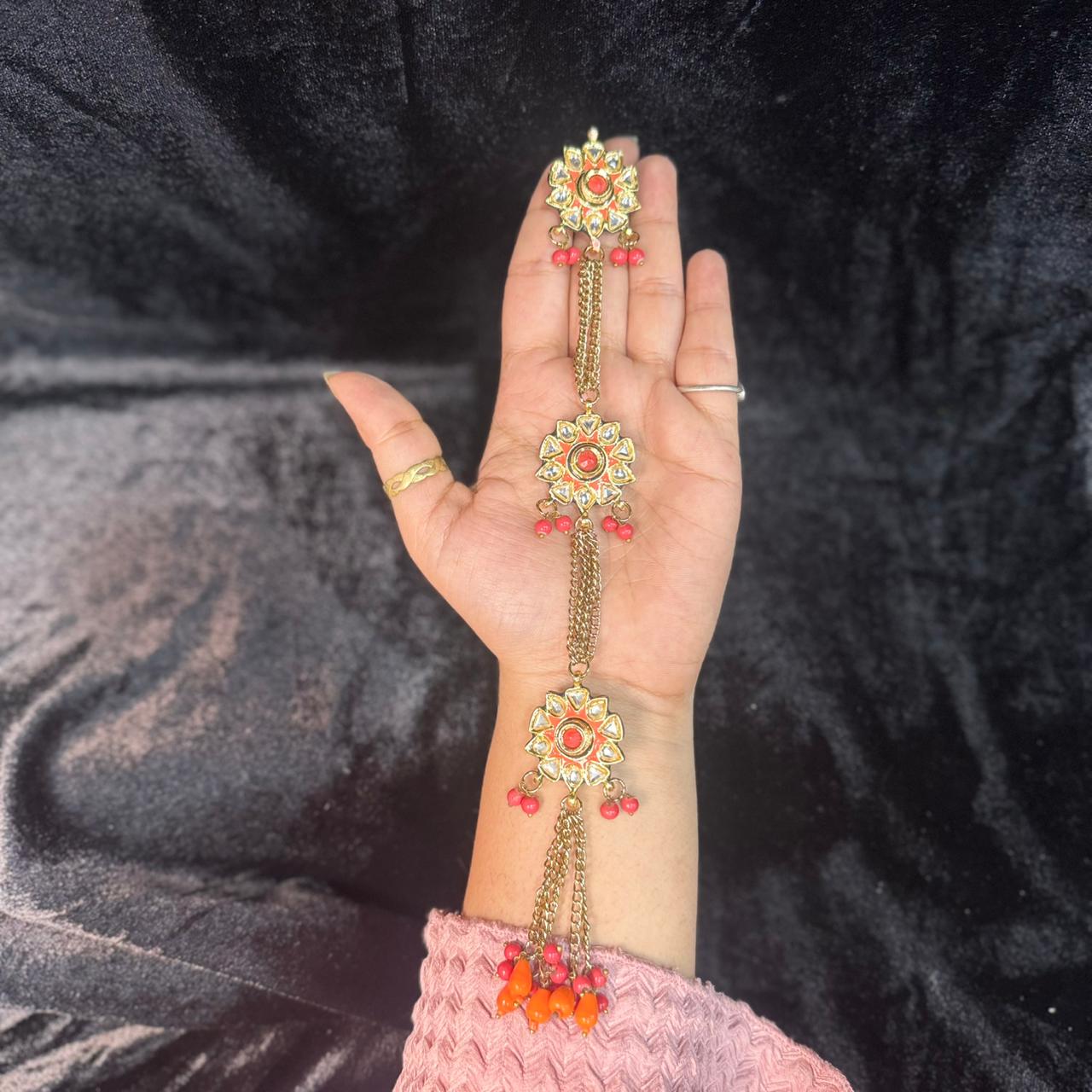 Kundan Work Floral Design Kurta Patti Buttons