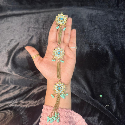 Kundan Work Floral Design Kurta Patti Buttons