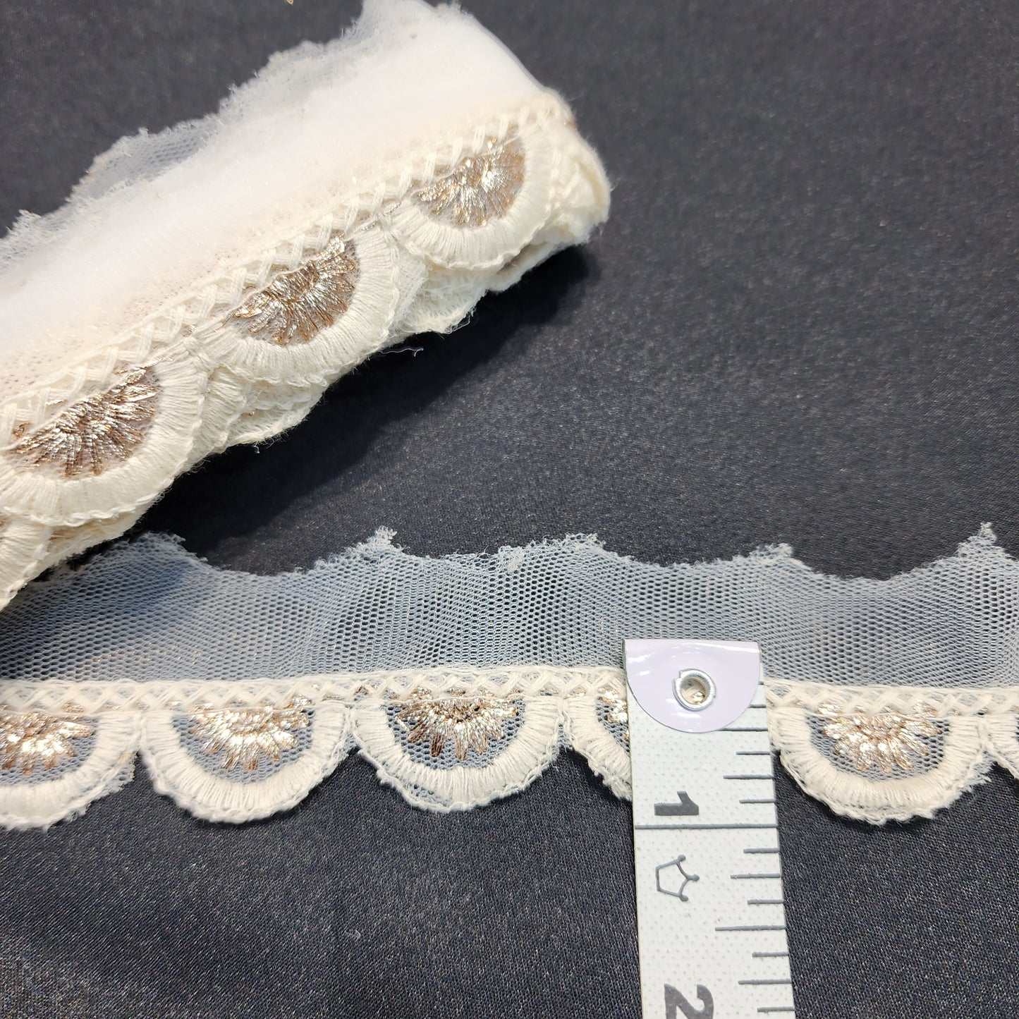 Off White Cutwork Lucknowi Dyeable Laces with Gold work