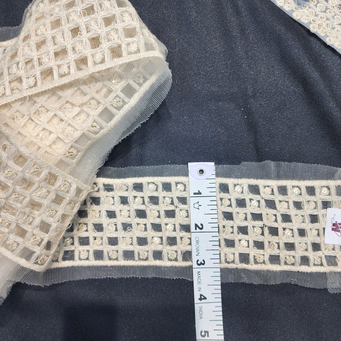Dyeable Lakhnavi Laces with Check Design