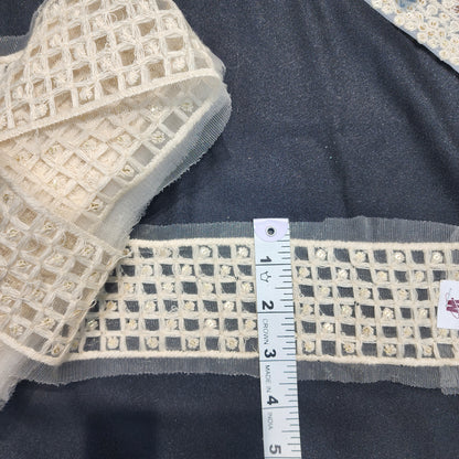 Dyeable Lakhnavi Laces with Check Design