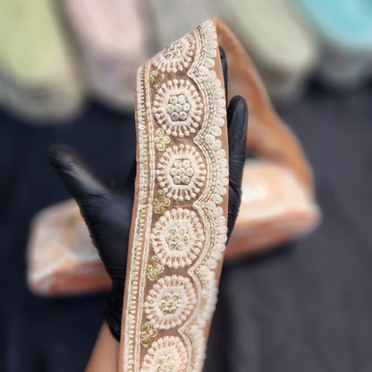 Pastel colors Lucknowi Laces with floral design