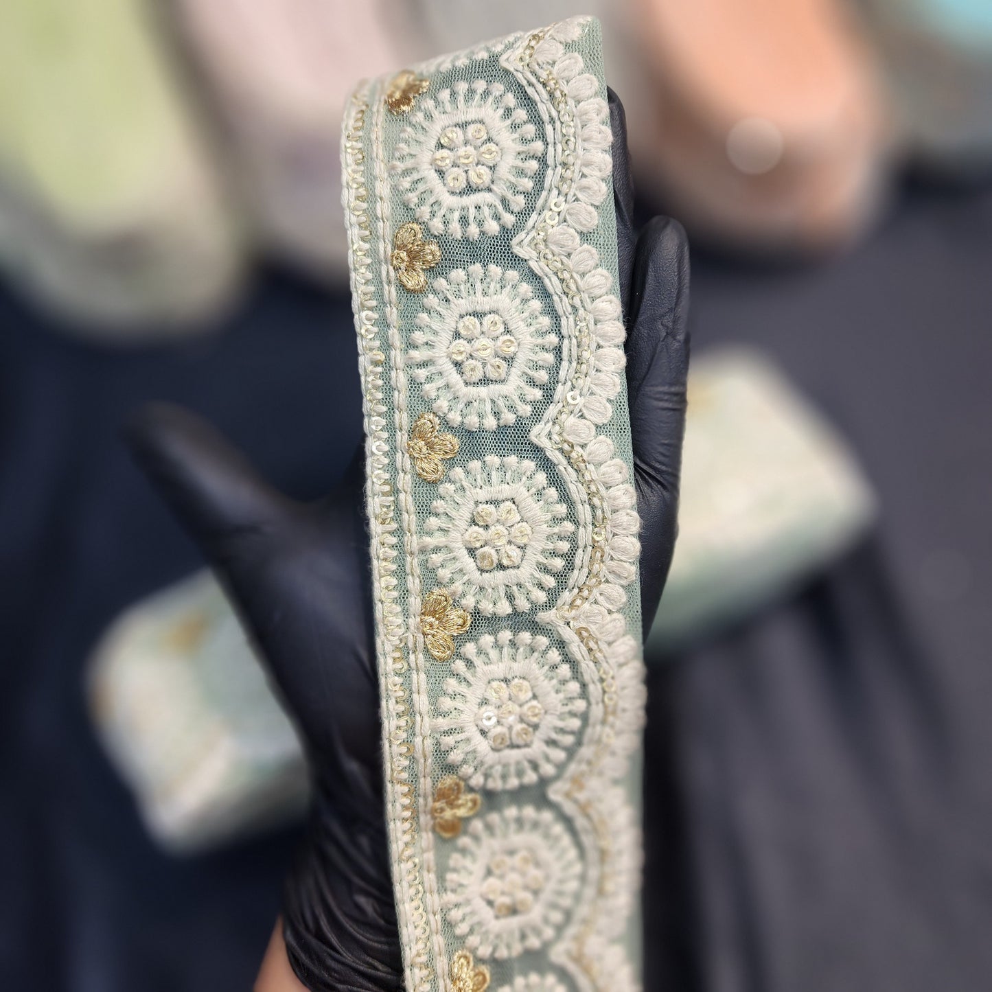 Pastel colors Lucknowi Laces with floral design