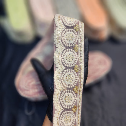 Pastel colors Lucknowi Laces with floral design