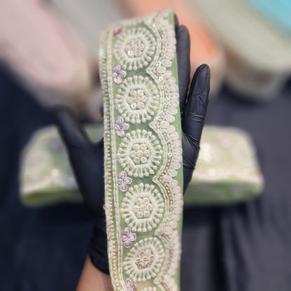 Pastel colors Lucknowi Laces with floral design