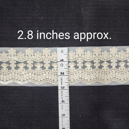 Dyeable Off White Lakhnavi Lace
