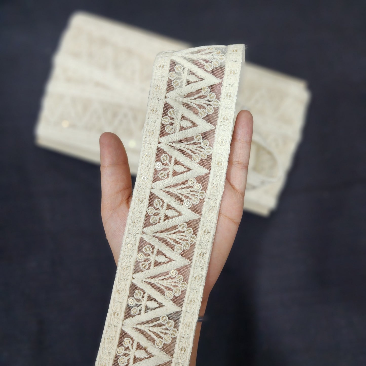 Off white color Lakhnavi Lace