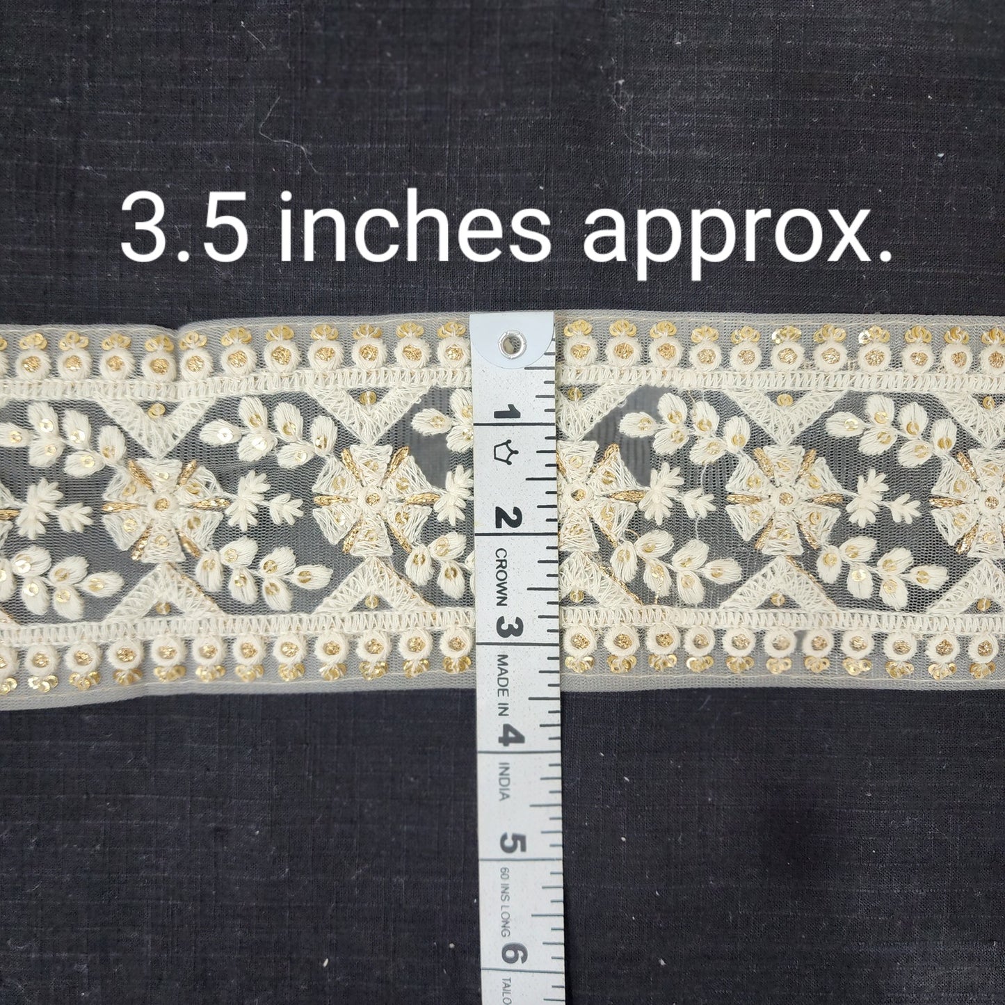 Off white Lakhnavi Lace with golden work