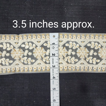 Off white Lakhnavi Lace with golden work