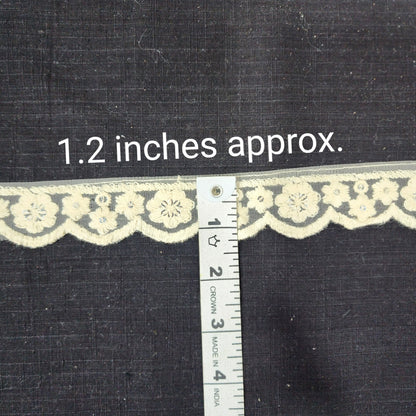 Dyeable Off white color Scallop Lakhnavi Lace