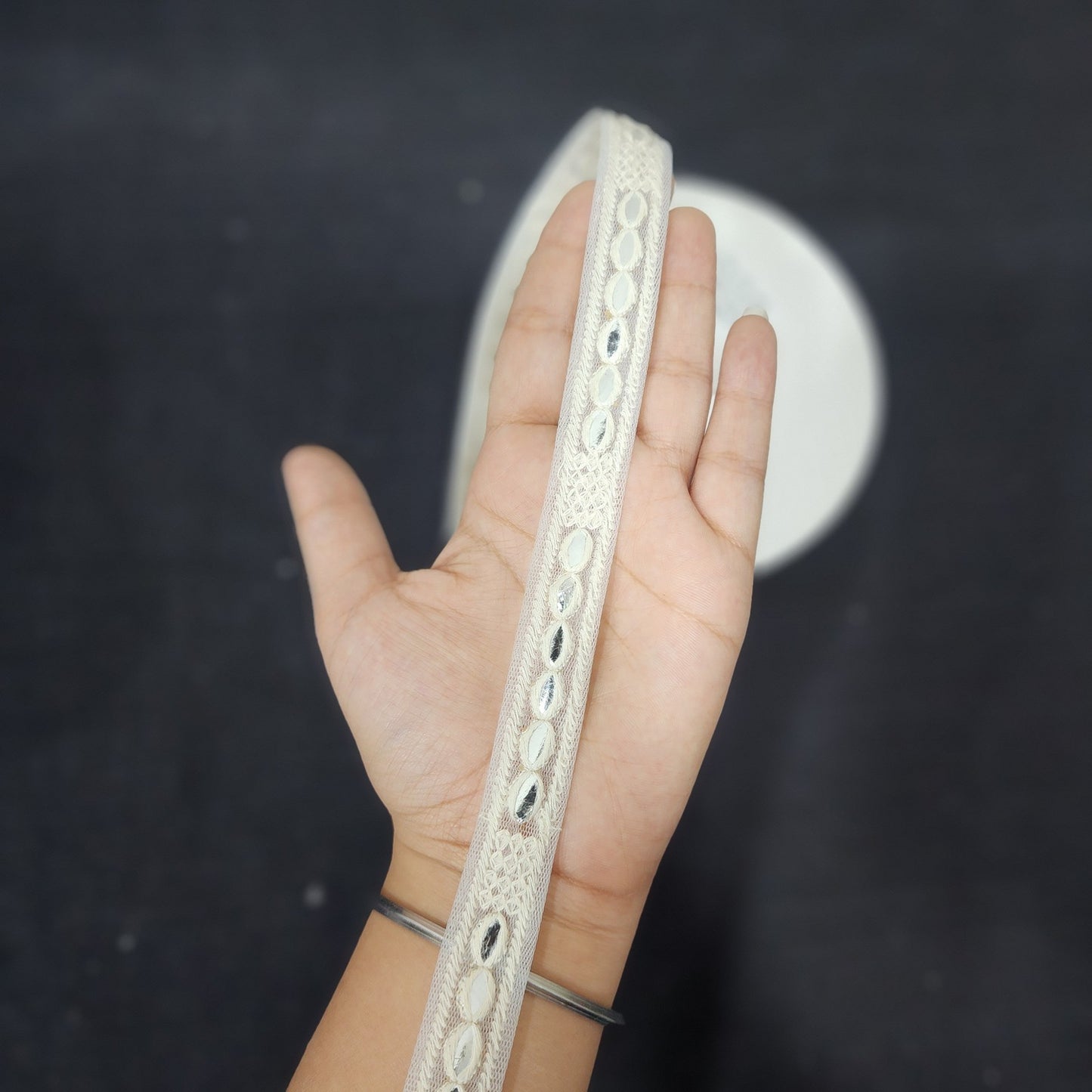 Dyeable Off white Lakhnavi Lace