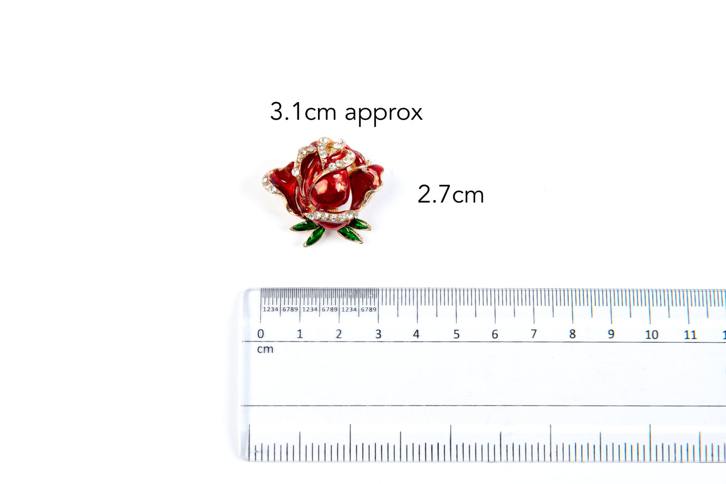 Red color Rose Shaped Flower Brooch with back pin 1 Piece